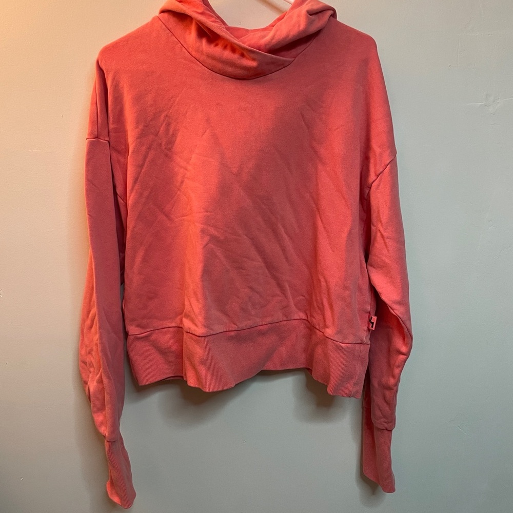 JoyLab Womens Cropped Hoodie Coral Pink French Terry Sweatshirt Size‎ M